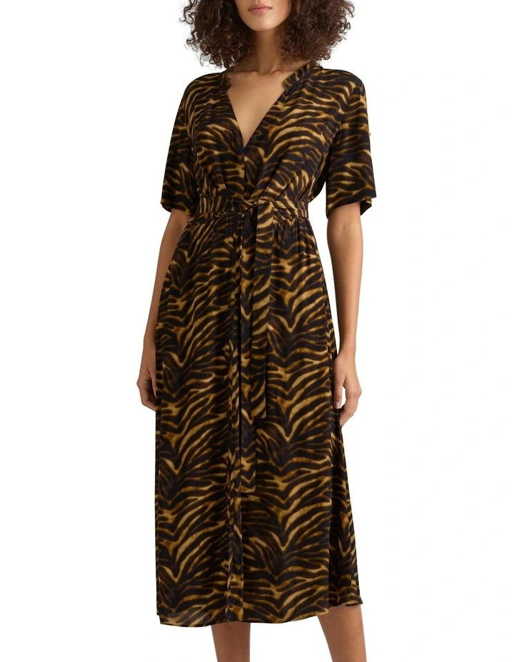 Sesia Midi Dress in Black Multi
