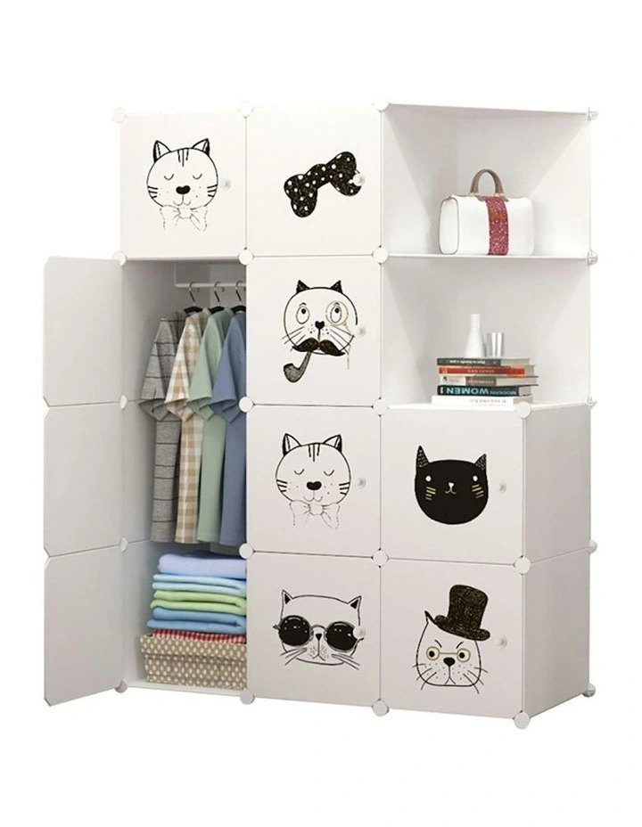 10 Cubes Portable Wardrobe Foldable Closet with Doors in White