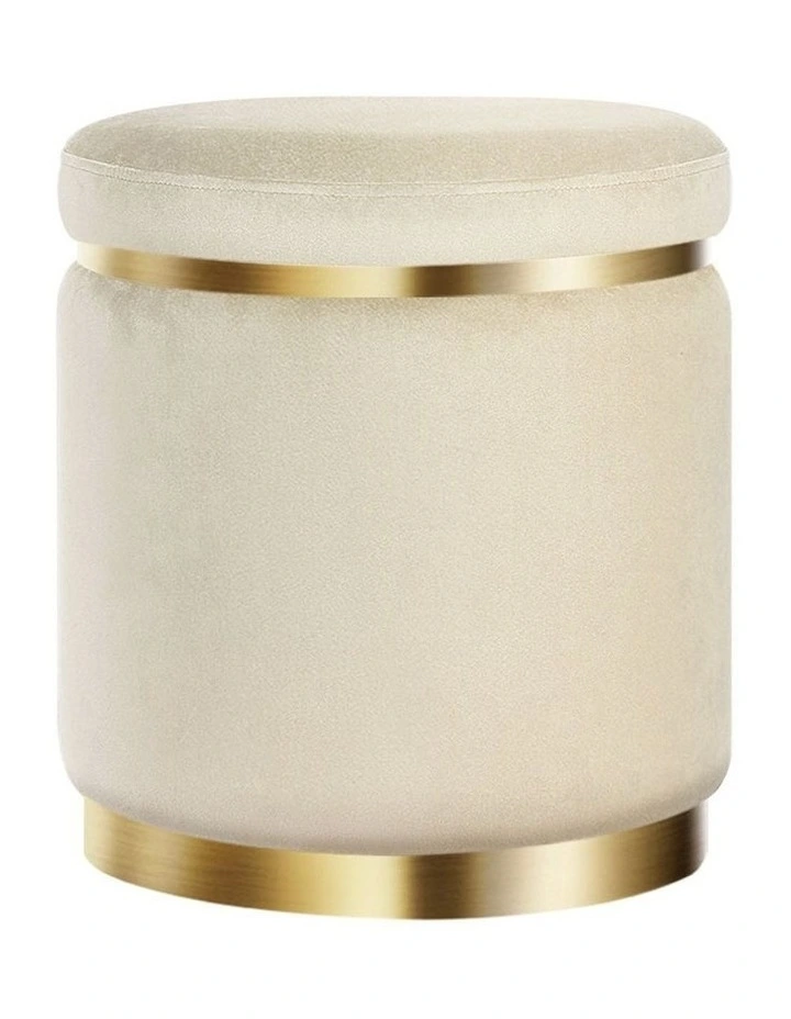 Ottoman Round Foot Stool in White