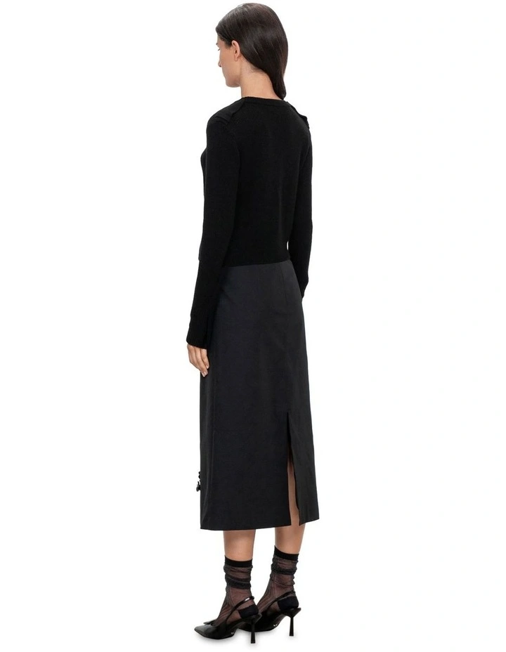 Epaulet Cropped Sweater in Black