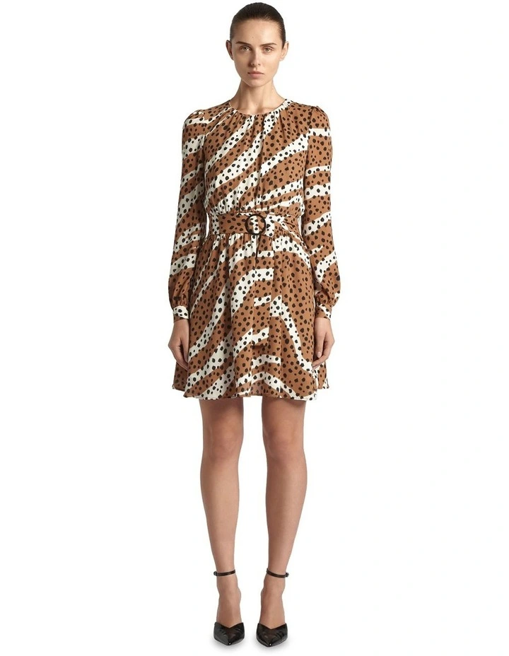 Mixed Animal Long Sleeve Mini Dress