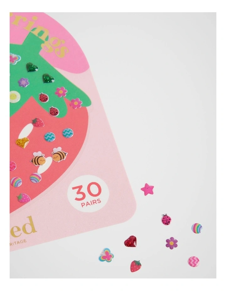 Strawberry Stick On Earrings in Multi