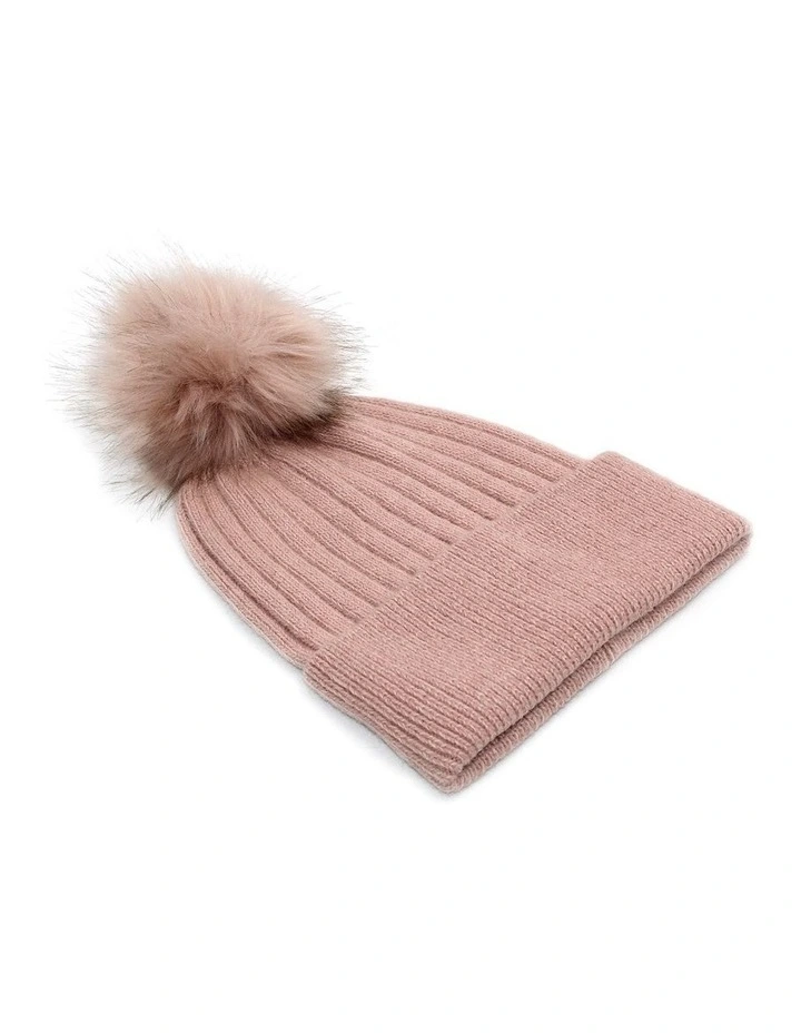 Kalani Wool Blend Beanie in Pink