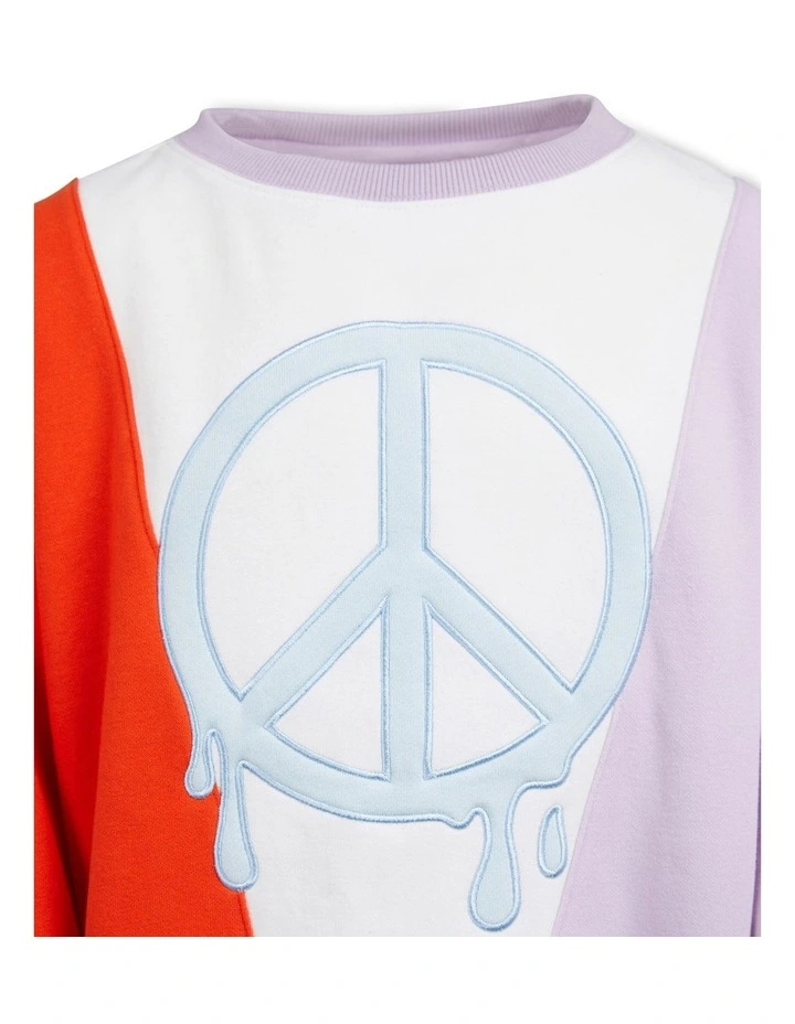 Drip Peace Crew Top (3-7 Years) in Multi