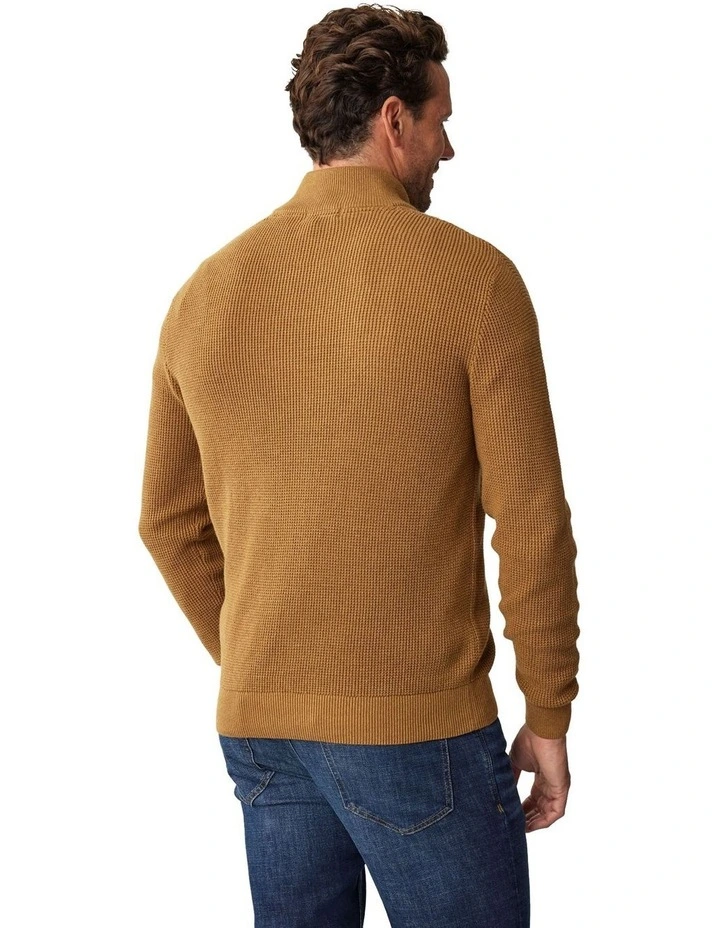 Waffle Half Zip Knit in Terracotta