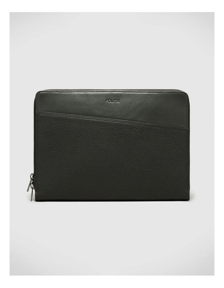 Leather Laptop Pouch in Dark Khaki