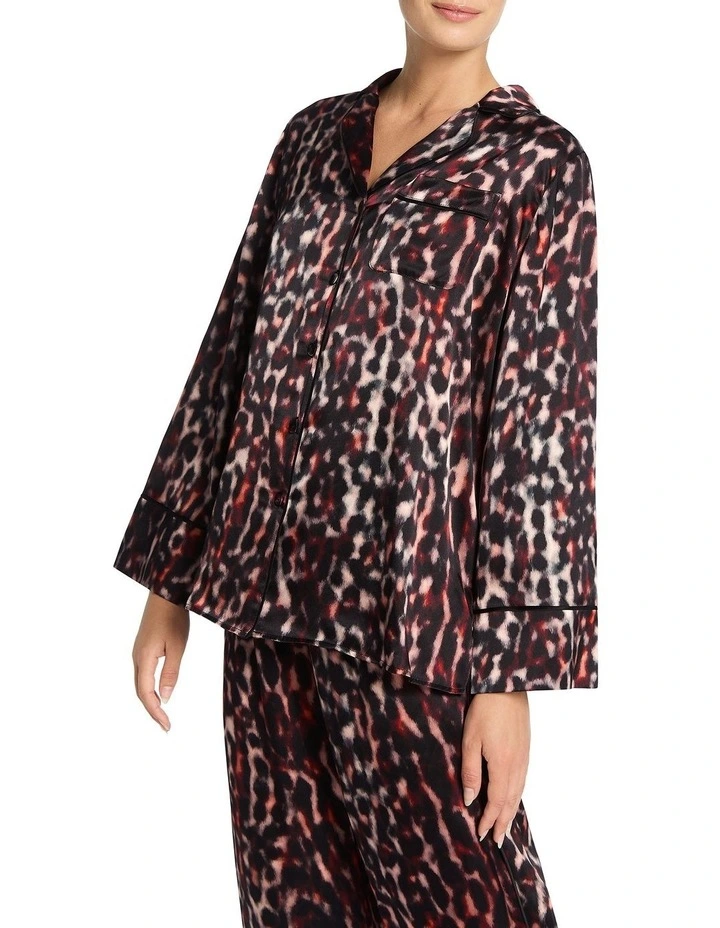 Manon Silk Pyjama Blouse in Black Multi