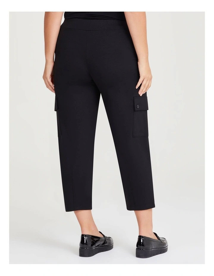 Bamboo Ponte Cargo Pant in Black