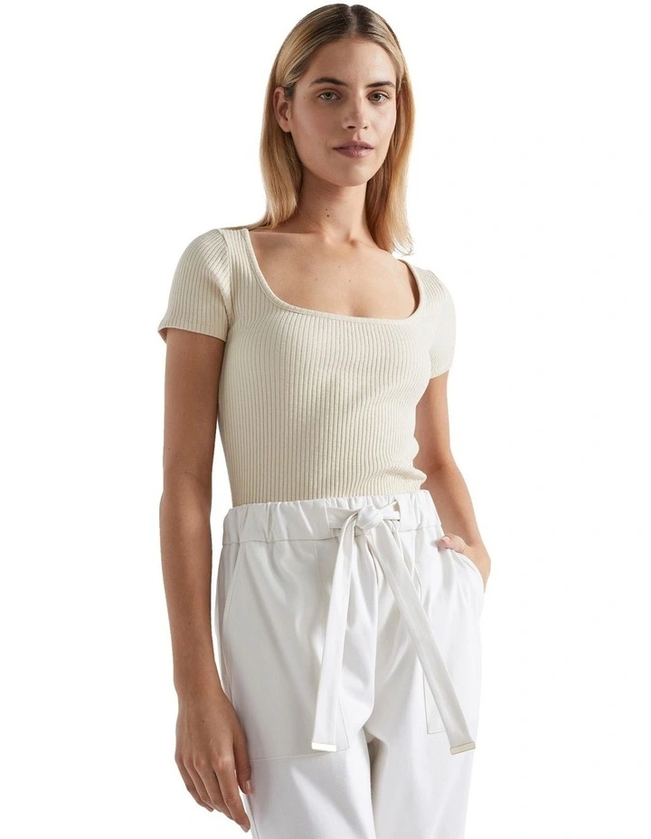 Ribbed Neat Tee in Magnolia