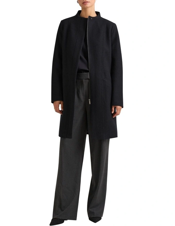 Madison Felted Wool Coat in Black