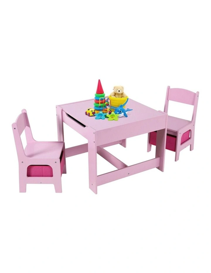 Table and Chairs Set with Chalkboard 3 Piece in Pink