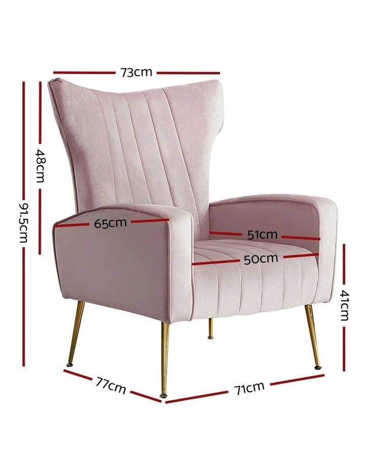 Kate Velvet Armchair in Pink