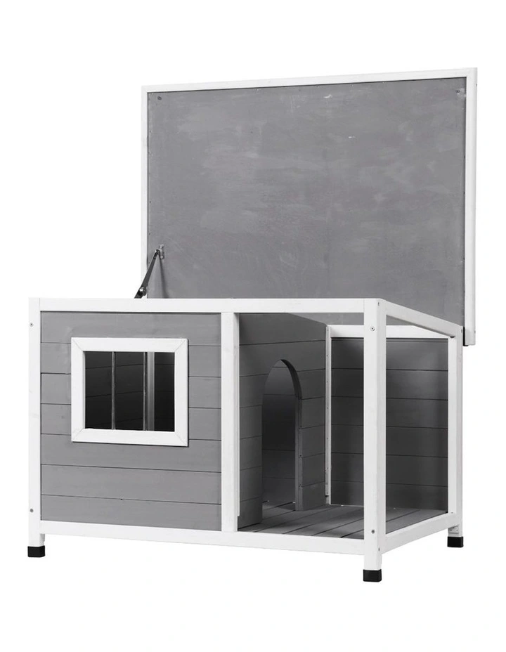 Large Wooden Dog Kennel in Grey