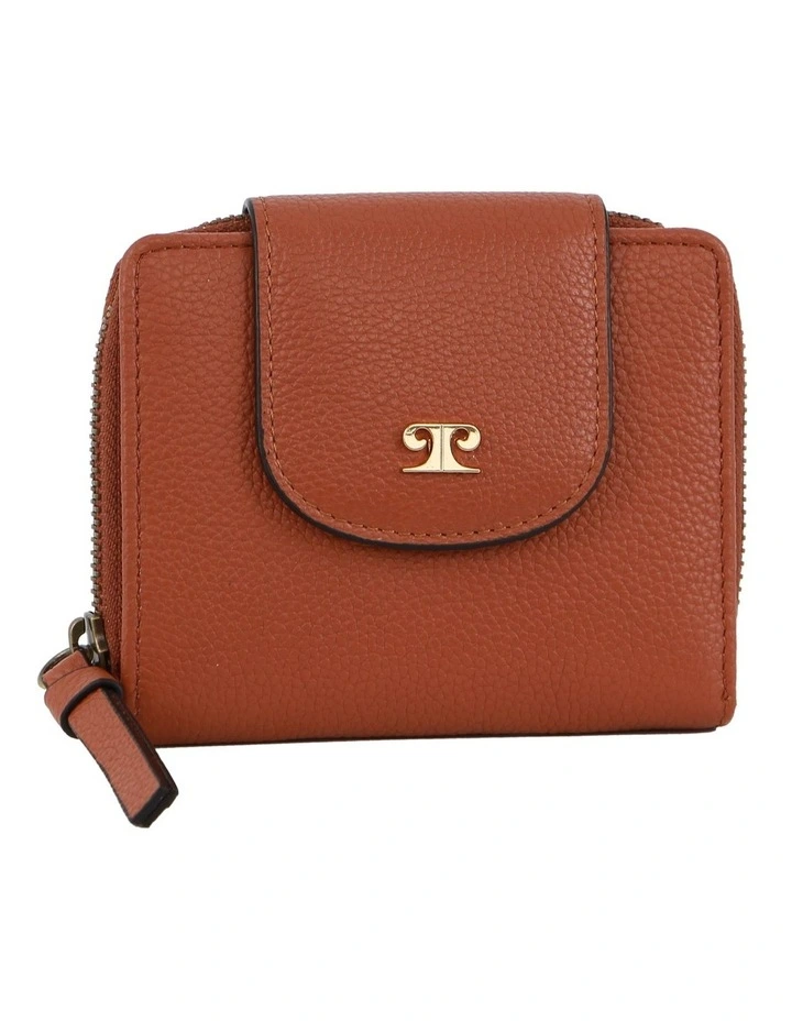 Leather Tab Bi-Fold Wallet in Brown