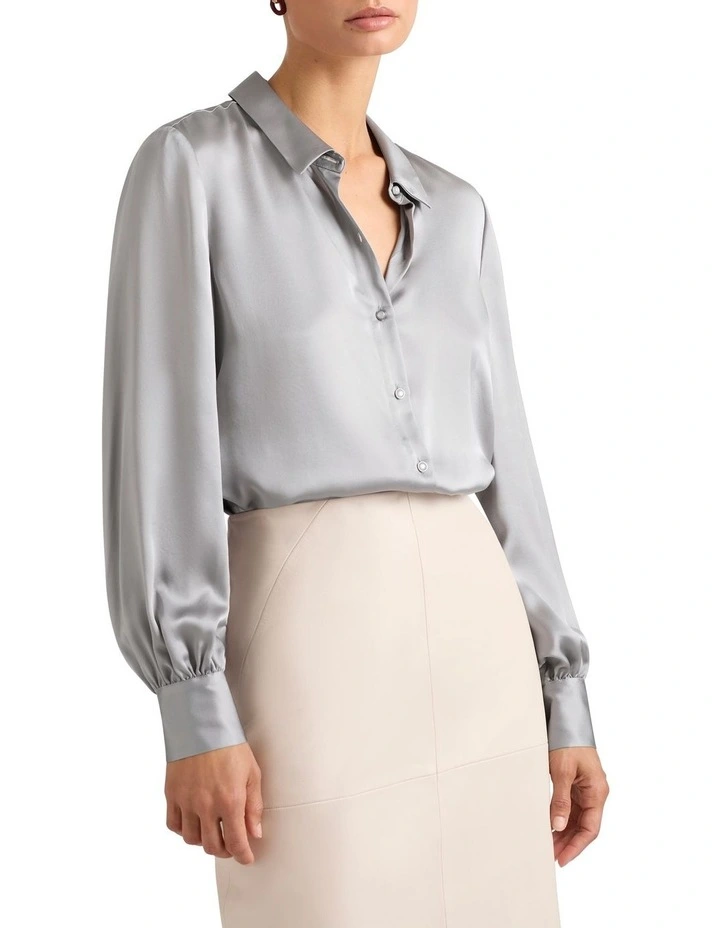 Ophelia Silk Shirt in Silver