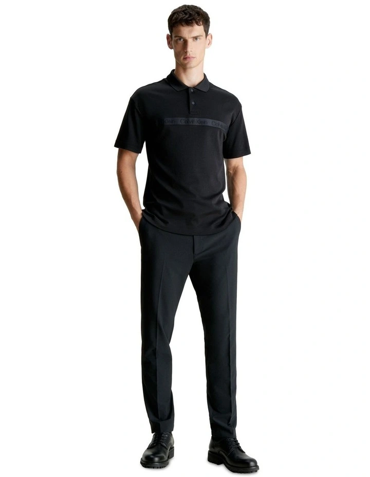 Raised Logo Tape Polo Shirt in Black