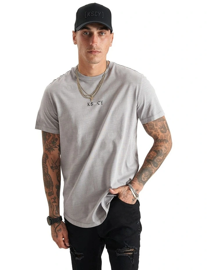 Cadden Dual Curved Tee in Pigment Frost Grey