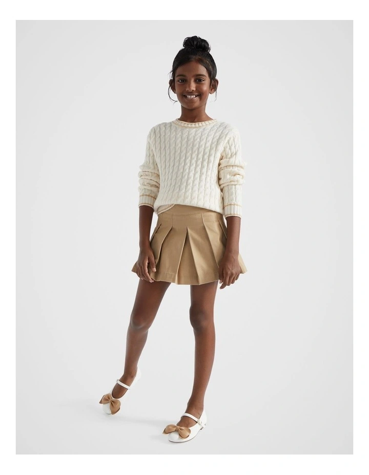 Box Pleat Skirt in Caramel