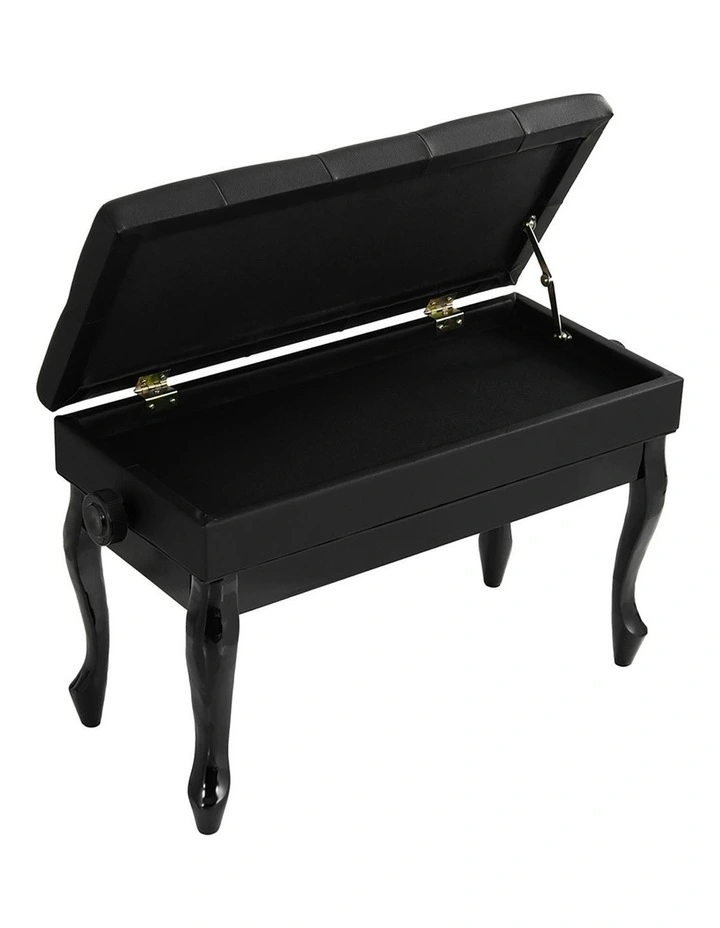 Piano Bench Stool Adjustable Height Keyboard Seat in Black