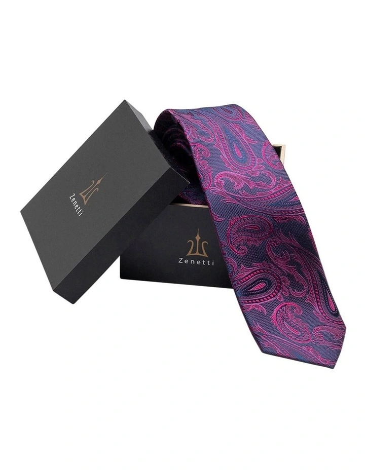 Magenta Silk Tie & Hank Box Set