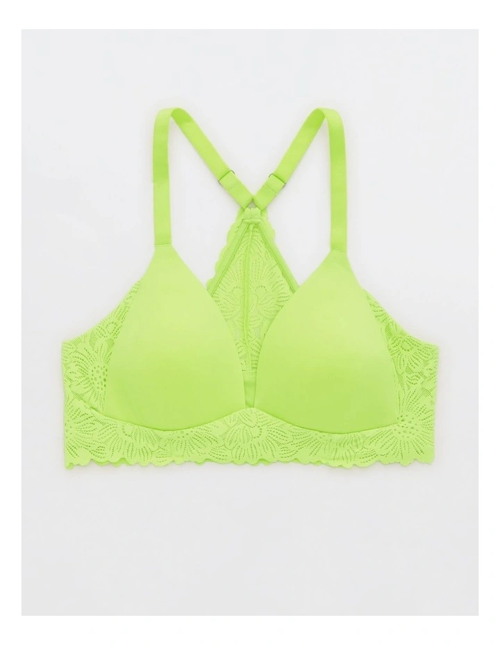 Real Sunnie Wireless Lightly Lined Bloom Lace Applique Bra in Sharp Green