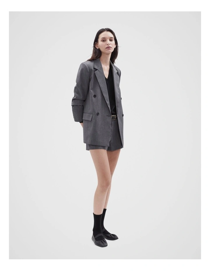 Double Breasted Boyfriend Blazer in Charcoal