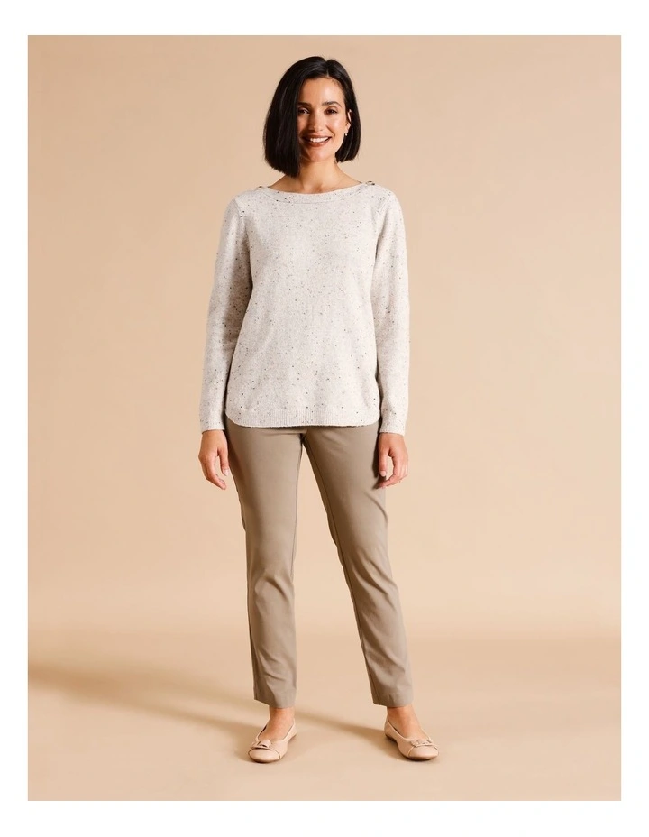 Sustainable Viscose Blend Wardrobe Staple Slim Full Length Pant in Stone