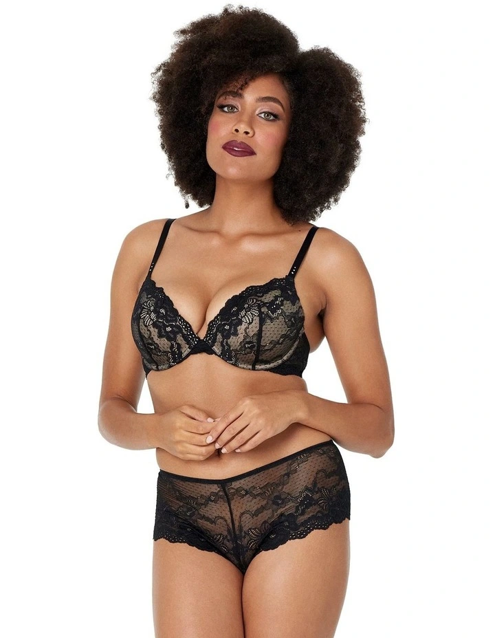 My Fit Lace Graduated Push up Plunge Bra in Black