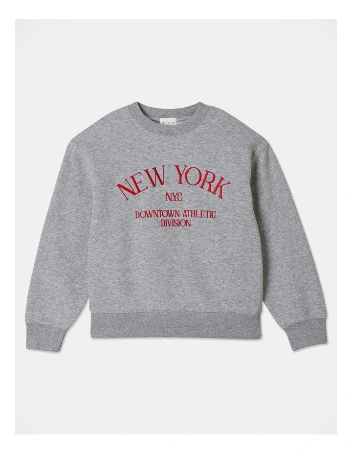 Essentials Crew Neck Sweat Top in Grey Marle