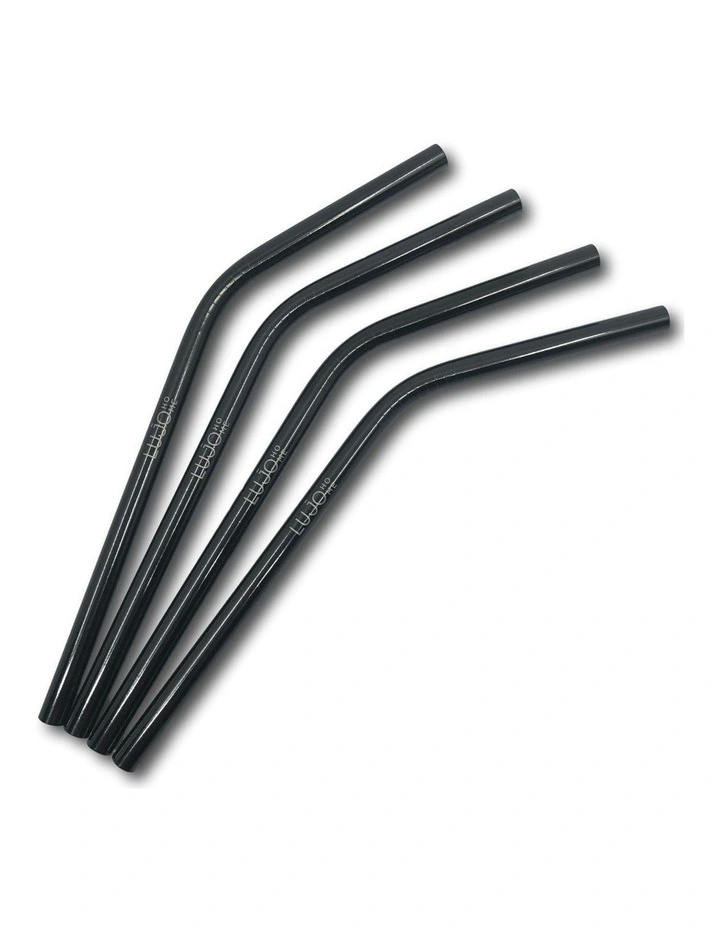 Short Bent Cocktail Straws in Black
