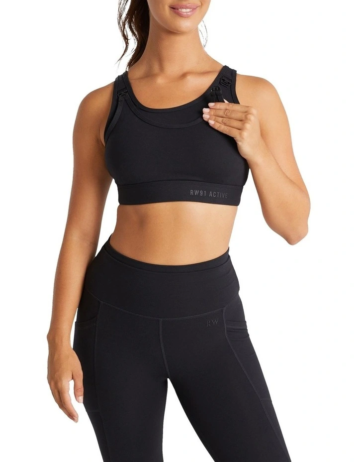 Maternity Luxesoft Nursing Sports Bra in Black