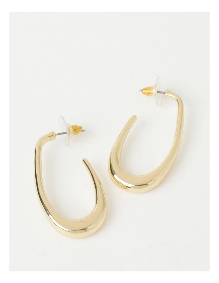 Sculptured Oval Gold Hoop Earrings