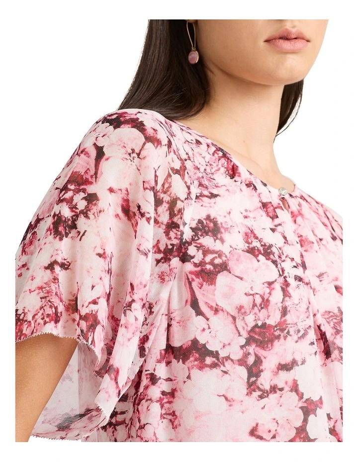 Lyrica Silk Blouse in Merlot Multi