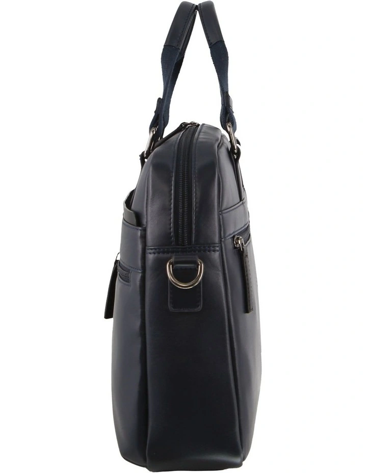 Leather Business Laptop Bag in Navy