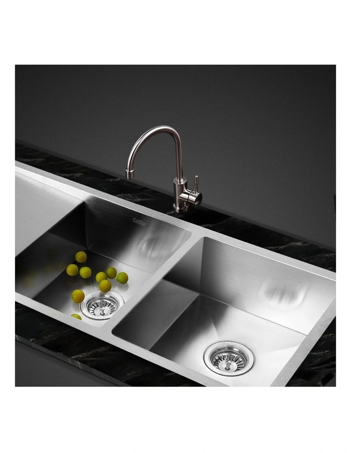 Double Bowl Laundry Stainless Steel Kitchen Sink 111X45CM Silver