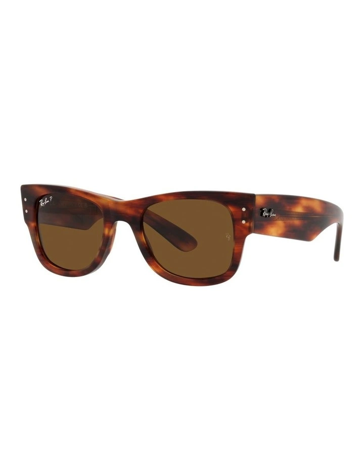 MEGA WAYFARER Polarised Sunglasses In Striped Havana