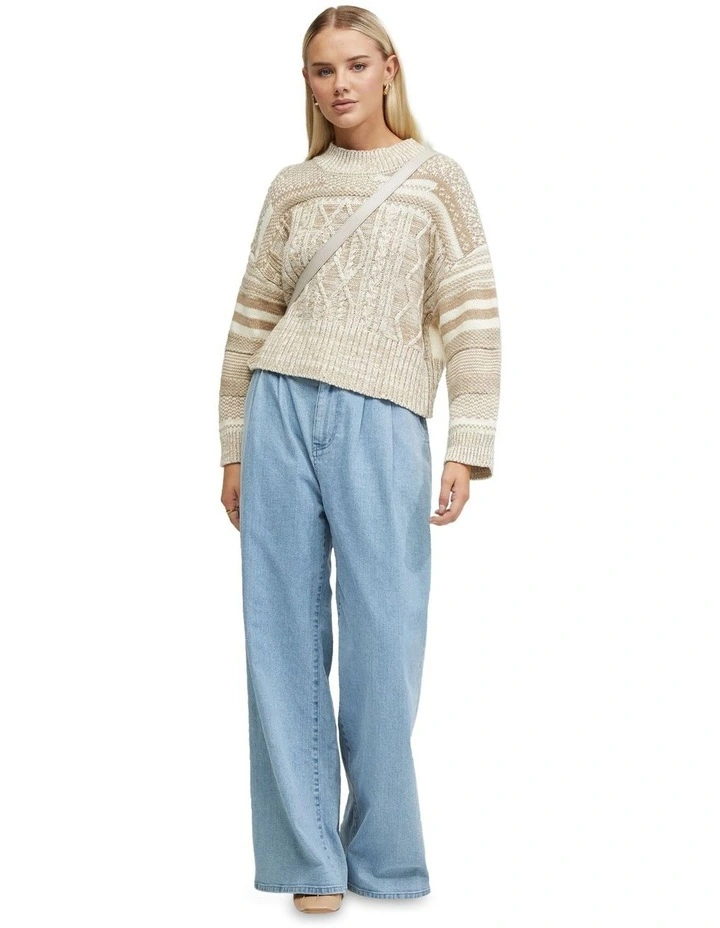 Savannah Cable Knit in Cream/Camel