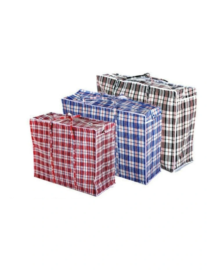 Jumbo Stripe Storage Bags with Zips x10 in Multi