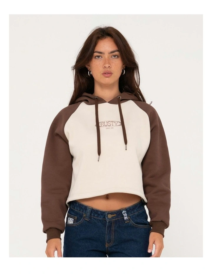 Roval Raglan Sleeve Hooded Fleece in Natural