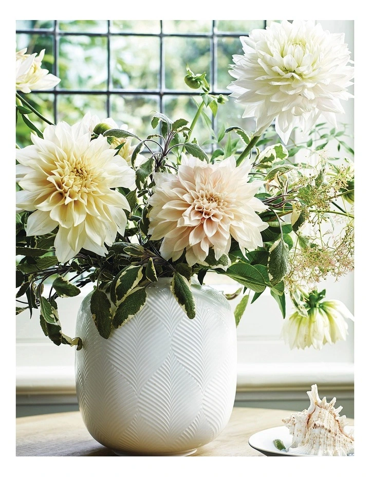 Folia 21cm Fine Bone China Round Vase White