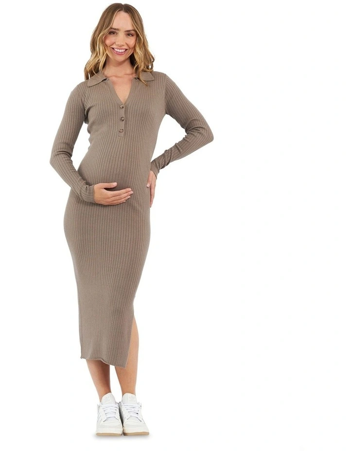 Sammy Knit Polo Dress in Mocha