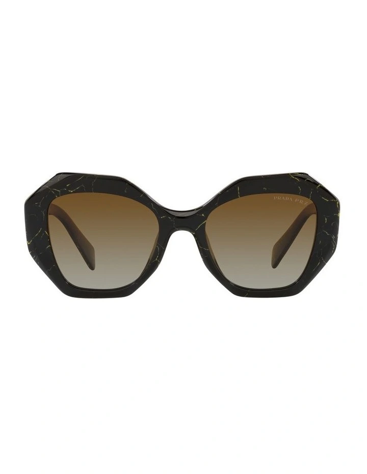 0PR 16WSF Polarised Sunglasses in Black/Yellow Marble