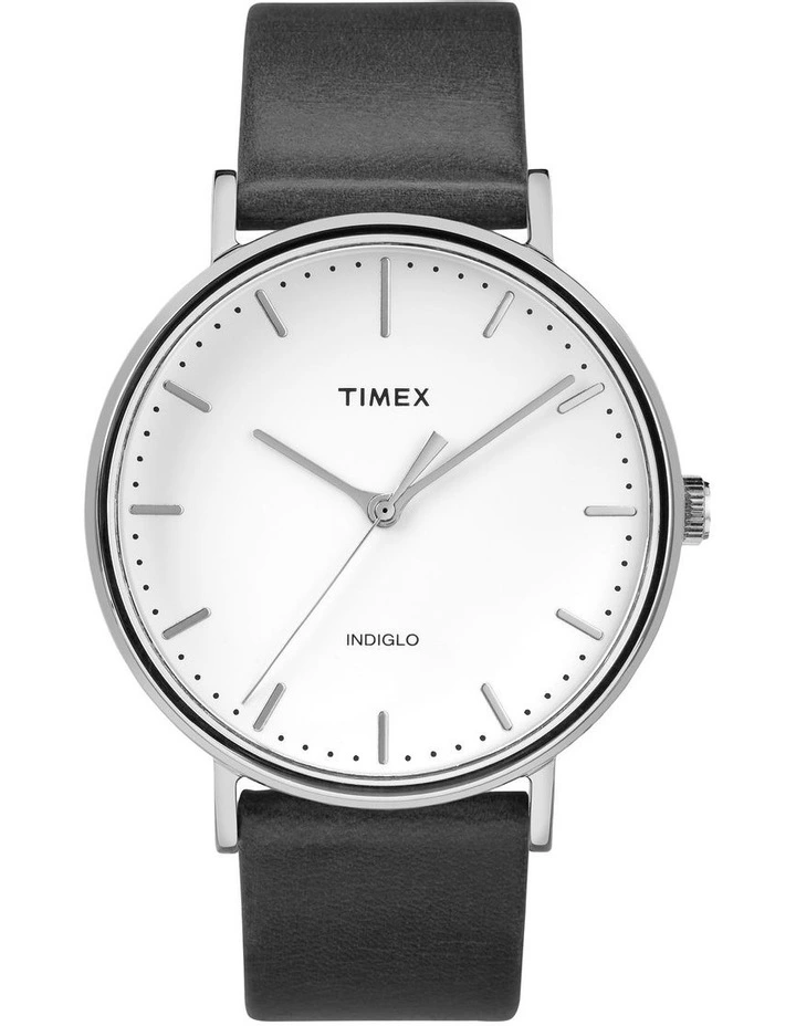 Fairfield Silver Chrome Leather Watch