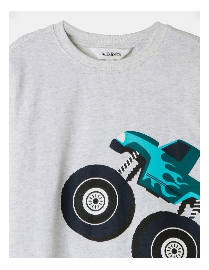 Essential Monster Truck Pyjama Set in Grey Marle