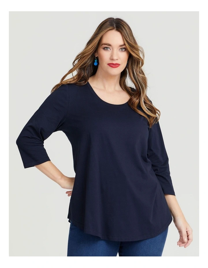 Organic Crew Swing 3/4 Tee Navy
