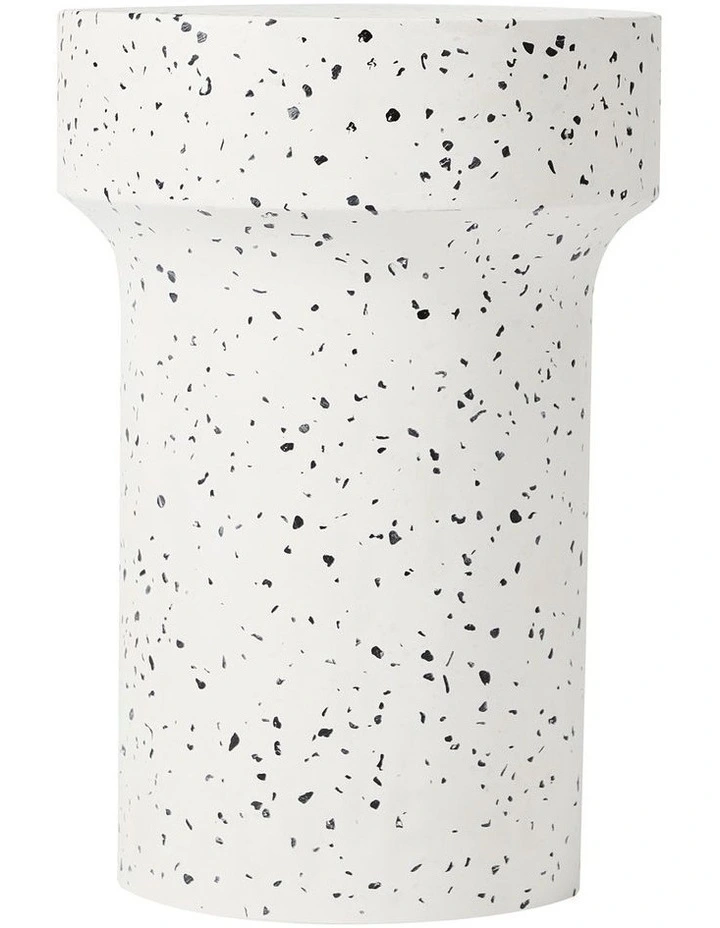 Leon Terrazzo Side Table Stool Speckle 46 cm White