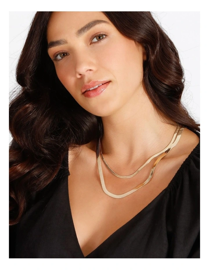 Flat Snake Chain Gold Necklace
