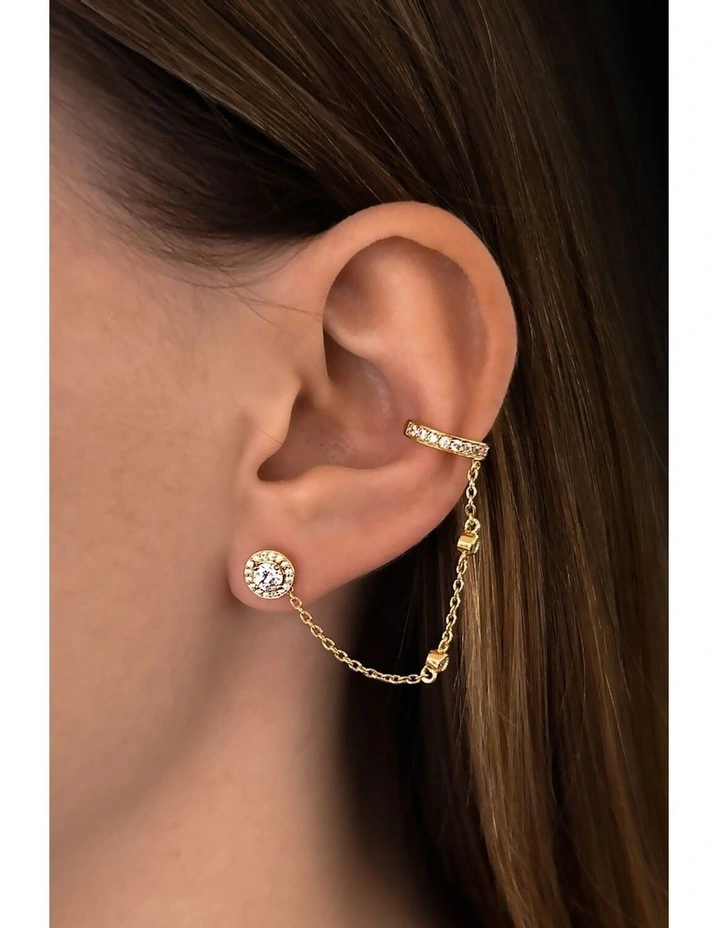 Aliven Stud & Ear Cuff Set in Gold