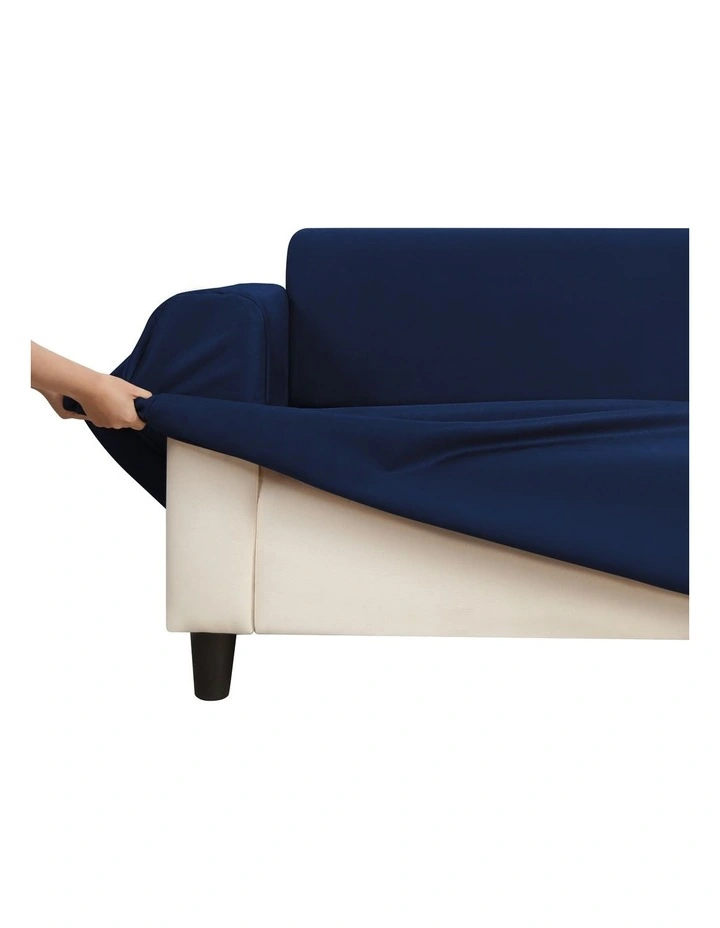 Premium Faux Suede Couch Sofa Cover 2 Seater in Royal Navy