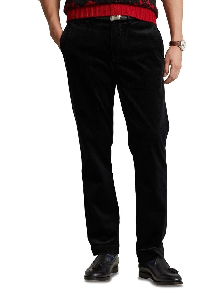 Stretch Straight Fit Corduroy Pant in Black